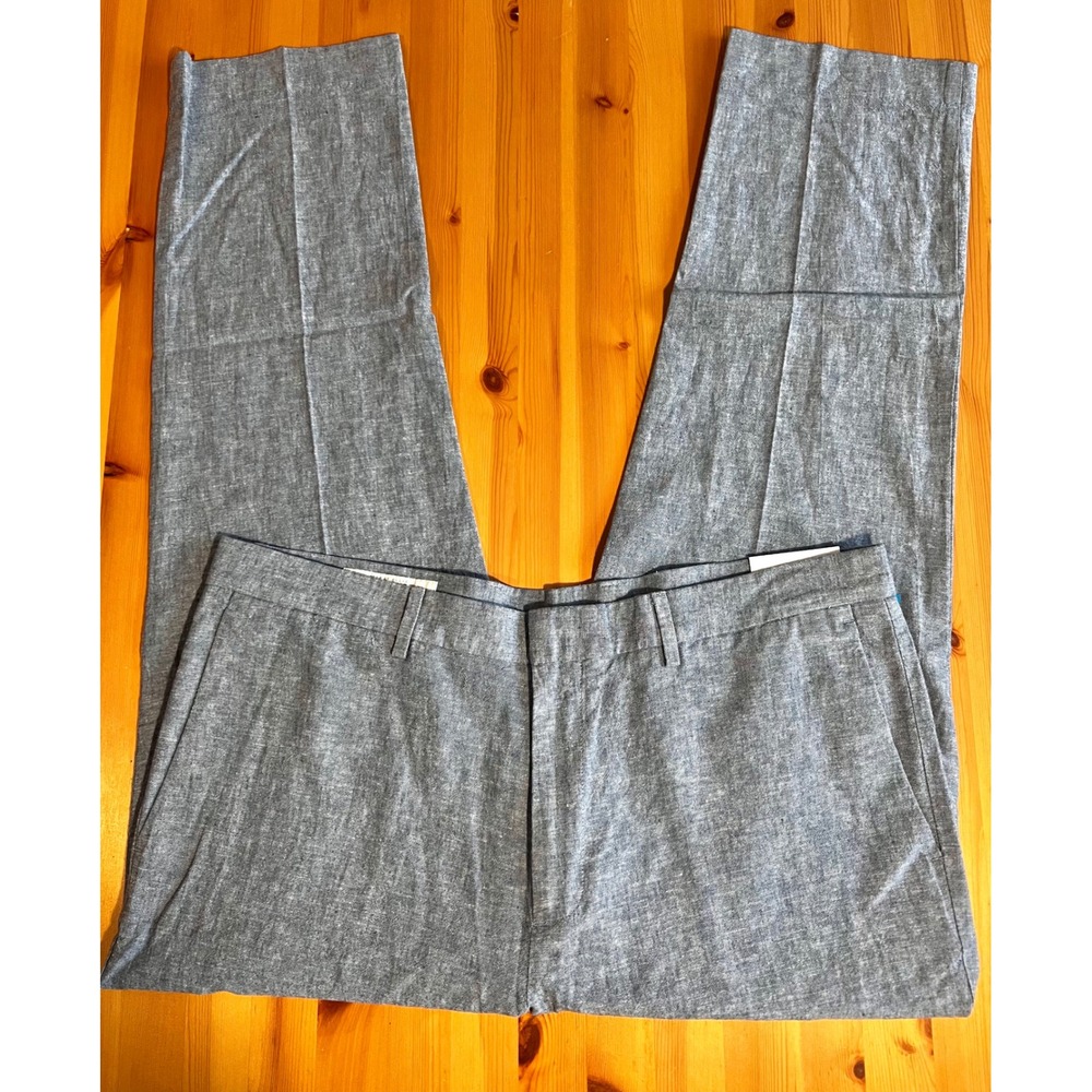 Perry Ellis Portfolio Slim Fit Blue Linen Blend‎ Pants Men's 38x30 NWT $95